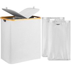 AdelDream 140 L Laundry Basket with Lid 2 Compartments Laundry Basket Beige Laundry Bag Narrow Laundry Sorter Laundry Box Laundry Bin Laundry Basket with Lid Laundry Basket Laundry Baskets Light Grey