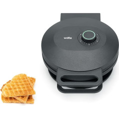 Wilfa JOY Single Waffle Iron, 900 Watt, 20 cm Large Heart Wafles, 5 Temperature Modes, with Alarm Bell, Includes Dough Spoon (Black)