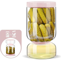 ZENS Flip Cucumber Jar with Strainer, 1900 ml Large Cucumber Container, Preserving Jar with Lid, Non-Slip Airtight Hourglass Insert Jar for Storage Pickles, Olive, Kimchi and Jalapenos Pickle