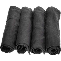 Novillo Napkins Made of High-Quality Linen in Black [Pack of 4] - 45 x 45 cm - Fabric Napkins Made of 100% Linen - The Linen Napkins are Durable, Sustainable and Dirt-Repellent