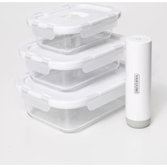 VAKUUMI - Vacuum Can Starter Set, Vacuum Pump with 3 Glass Vacuum Containers, Wireless and Rechargeable, Running Time up to 150 Minutes