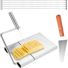 Käsehobel aus Draht, Käseschneider aus Edelstahl mit Käseschaufel und 5 Ersatzdrähten Multifunktionaler Butterhobel Verstellbares Käseschneidebrett für Käsebutter