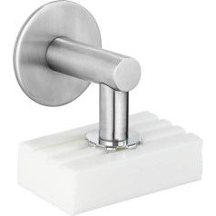 WENKO Turbo-Loc® Magnetic Soap Holder Matt, High-Quality Soap Dish for the Wall, No Drilling Required with Adhesive Pad, Secure Hold, Environmentally Friendly & Economical, Rustproof Stainless Steel,