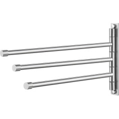 KES Towel Rail Bathroom 3 Arms Towel Rail 180° Rotation Towel Holder Stainless Steel SUS304 Hand Towel Holder Swivelling Wall Mounted Brushed A2102S3-2