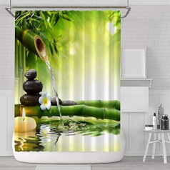 Aitsite 2020 Shower Curtain with Hooks Waterproof Shape-Retaining Bath Curtain Washable Bathroom Curtain Polyester Fabric with 12 Hooks 180 x 180 cm