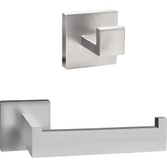 ECENCE Toilet Roll Holder Towel Holder Square Design Bathroom Accessories Brushed Stainless Steel 304