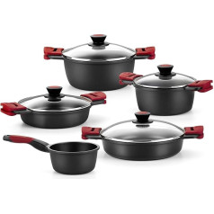 BRA Premiere 9-Piece Non-Stick Cast Aluminium Cookware Suitable for All Hobs and Induction