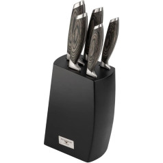 Rockingham Forge 259 Series 6-Piece Knife Block with Knives - German Steel Blade, Ergonomic Teak Handle, Filled Knife Block