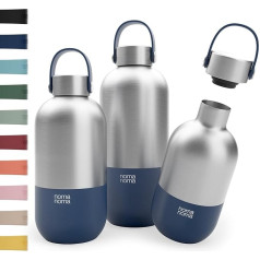 noma noma Stainless Steel Drinking Bottle, Suitable for Carbonated Drinks, Thermos Flask 1 L, 750 ml, 500 ml, Leak-Proof, BPA-Free and Climate Neutral (1 Litre Soda Blue)