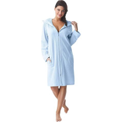 Dorota cosy and modern cotton bathrobe with pockets, zip and hood