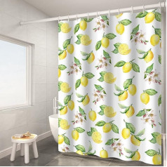 Aotiwe Shower Curtains Polyester Shower Curtain Lemon 90 x 180 cm Yellow Shower Curtain Polyester Waterproof Quick Drying