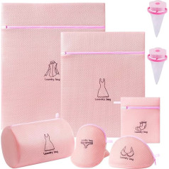 TCJJ 8 pieces laundry net for washing machine suit, three-layer thickening laundry bag, easy to classify laundry nets with embroidery, for skirts, underwear, socks, coats, baby clothes, bed linen
