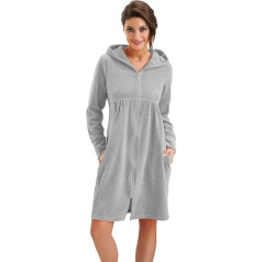 Dorota Cosy and Modern Cotton Bath Robe with Pockets, Zipper and Hood