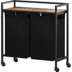 Lifewit Rolling Laundry Basket, 95L 2 Extendable Laundry Baskets for Laundry with Top Shelf & 2 Removable Bags & Handles, Laundry Sorter for Laundry Room, Bedroom, Bathroom & Dormitory, Black