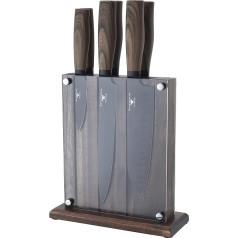 Rockingham Forge Forester 7-Piece Knife Set with Knife Block - Stainless Steel Blade with Black Oxide Coating, Ergonomic Wooden Handle, Filled Knife Block, RF-618/7P