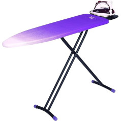 Jata Hogar Ironing Board Height Adjustable and Foldable, Metal, Structure Black Case and Purple, 139 x 37 x 14 cm