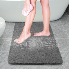 Loofah Shower Mat, Non-Slip Bath Mat with Drainage Holes, 40 x 80 cm, Anti-Mould Bathtub Mat for Indoor Shower, PVC Loofah Bath Mat, Bathroom Shower Floor Mat (40 x 80 cm, Grey)