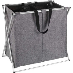 Wenko Duo Mottled Laundry Basket Laundry Basket Capacity 120 L, Polyester, grey, 38 x 59 x 57 cm