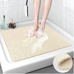 Non-Slip Shower Mat, Soft and Comfortable with Drain 60 x 60 cm, PVC Massage Shower Mat, Loofah for Wet Areas, Textured Bathtub, Quick Drying