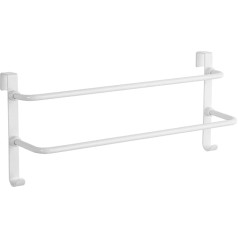 EMKE Double Towel Rack, Bathroom Over The Door Hanging Towel Rail with Hooks, Radiator Towel Rack, White