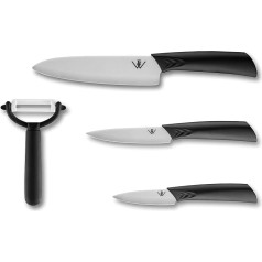 Weisenstein & Emrich Keramikmesser Set, Keramik, Schwarz, Weiß, 3 Messer und 1 Schäler