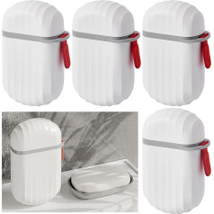 Suuwwn Travel Soap Box, Pack of 4 Soap Mill, Soap Box Travel, Portable Soap Dish with Lid and Handle, Soap Bag, Foamie Soap Box for Travel, Bathroom, Camping, Outdoor (White)
