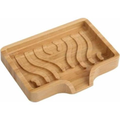 Kandid Bamboo Soap Dish with Drip Tray - with Self Draining Soap Dispenser for Shower, 12.8cm x 9.8cm x 1.6cm