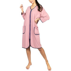 Aquarti Women's Bathrobe Dressing Gown with Zip House Coat Lightweight 3/4 Sleeves