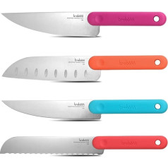 Trebonn - Knife Set - Set of 4 Kitchen Knives with Japanese Stainless Steel Blades. Non-slip soft touch handles.