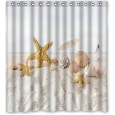 Violetpos Star Fish Sea Shell Beach Shower Curtain Bathroom Decorative 160 x 180 cm