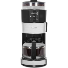 CASO Grande Aroma 100 Coffee Machine with Stainless Steel Applications for up to 10 Cups of Coffee, Water Tank Approx. 1.4 Litres with Water Display, Temperature from 92 - 96 °C, with LED Clock and