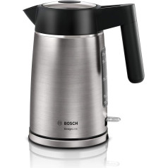 Bosch DesignLine TWK5P480 Wireless Kettle, Splash-free, Cup Indicator, Extra Large Water Level Indicator, Overheating Protection, 1.7 L, 2400 W, Stainless Steel