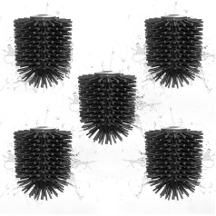 Bürstenking Silicone Toilet Replacement Brush Head, 69 mm, Toilet Brush Head Set Suitable for Emco Toilet Fittings, Silicone Replacement Toilet Brush Head, with M12 Female Thread, Pack of 5, Black