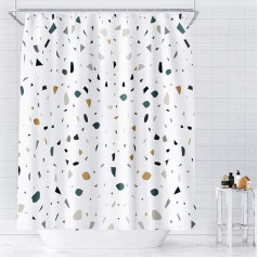 AceList Shower Curtain, Anti-Mould Shower Curtain, Bathroom Curtain, Waterproof, Washable, Weighted Hem with 12 Shower Curtain Rings (180 x 180 cm)