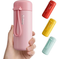 Exllena Mini Drinking Bottle 150 ml - Mini Thermos Flask Leak-proof with Practical Carry Handle - High-Quality Stainless Steel, Double-Walled Vacuum Insulation - Pink