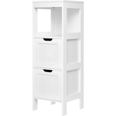 Mondeer White Bathroom Cabinet with 2 Drawers Adjustable Modern Bathroom Cabinet