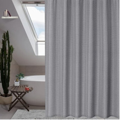 CAROMIO Waffle Shower Curtain Textile Washable Shower Curtains Water-Repellent Polyester Shower Curtain for Bathroom Shower Curtain Bath Curtain for Bathtub, Grey, W x H 182 x 182 cm 72 x 72 inches, 1