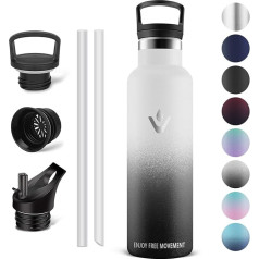 Vikaster Stainless Steel Water Bottle, Thermos Flask, 750 ml, BPA-Free Drinking Bottle, Thermos Bottle with Straw, Drinking Bottle for School, Sports, Bike, Camping, Fitness, Outdoor