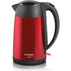 Bosch DesignLine TWK3P424 DesignLine Wireless Kettle, Splash-free Pouring, Cup Indicator, Water Level Indicator, Overheat Protection, 1.7 L, 2400 W, Red