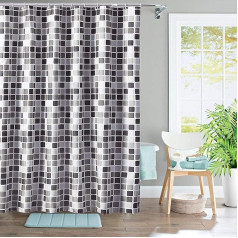 JTOOYS Shower Curtain, Mosaic Thickened Waterproof Bathroom Curtain, Household Shower Curtain Made of Polyester Fabric, 200 x 200 cm, Anti-Mould and Antibacterial Shower Curtain