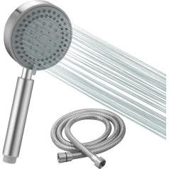 High Pressure Hand Shower with 5 Spray Modes, Metal Shower Head Set with 150cm Hose, Anti Clog Jets, Brushed Nickel