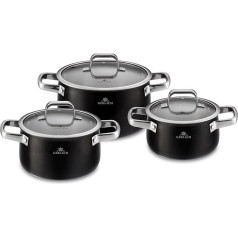 Gerlach Prime Stainless Steel Cooking Pot Set with Lid Induction Cookware Suitable for Induction Cookers 18 cm 2 L 20 cm 3 L 24 cm 5.0 L