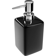 Nuscen Black Soap Dispenser, 300ml Hand Wash Dispenser, Square Ceramic Hand Soap Dispenser, Pump Bottle Dispenser, Shampoo Lotion Bottle, Soap Dispenser Bottle, for Bathroom/Kitchen/Hotel