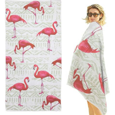 LEcylankEr Large Beach Towel, Microfibre Towel, Bath Towel, 180 x 90 cm, Sand-Repellent, Quick-Drying, Microfibre Beach Towel, Large, for Beach/Poolside/Beach Chairs (Flamingos)