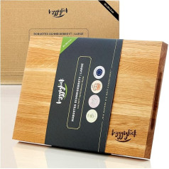 Hyggeglück® Premium chopping board made of FSC® certified oak, size: 35 x 25 x 3 cm, made in Europe, sustainable base for cutting bread, cheese, vegetables, meat and more