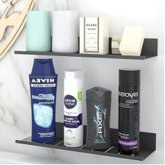 PIGPIGFLY Shower Shelf No Drilling - Shower Shelf Self-Adhesive Stainless Steel Modern Bathroom Shelf Matte Finish Bathroom Shelf Black