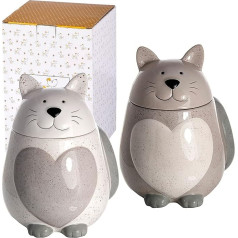 SPOTTED DOG GIFT COMPANY - Ceramic Cat Shaped Storage Jar - Storage Jar with Lid - Gift for Cat Lovers - Set of 2
