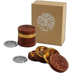 Black Leaf Maori Print Grinder 4-Piece Diameter 60 mm High-Quality Aluminium/Wood Crusher with Pollen Chamber Premium Grinder with Diamond Cut