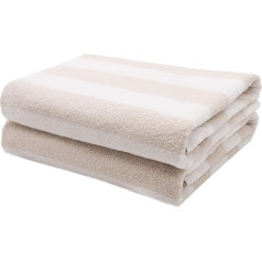 ZOLLNER Set of 2 Bath Towels 75 x 140 cm 100% Cotton Beige