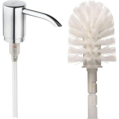 Keuco Replacement Pump for Lotion Dispenser (Pump Head Chrome, Loose, Easy Dosage) 04950010001 & Replacement Brush Head 01864004000 White, Loose